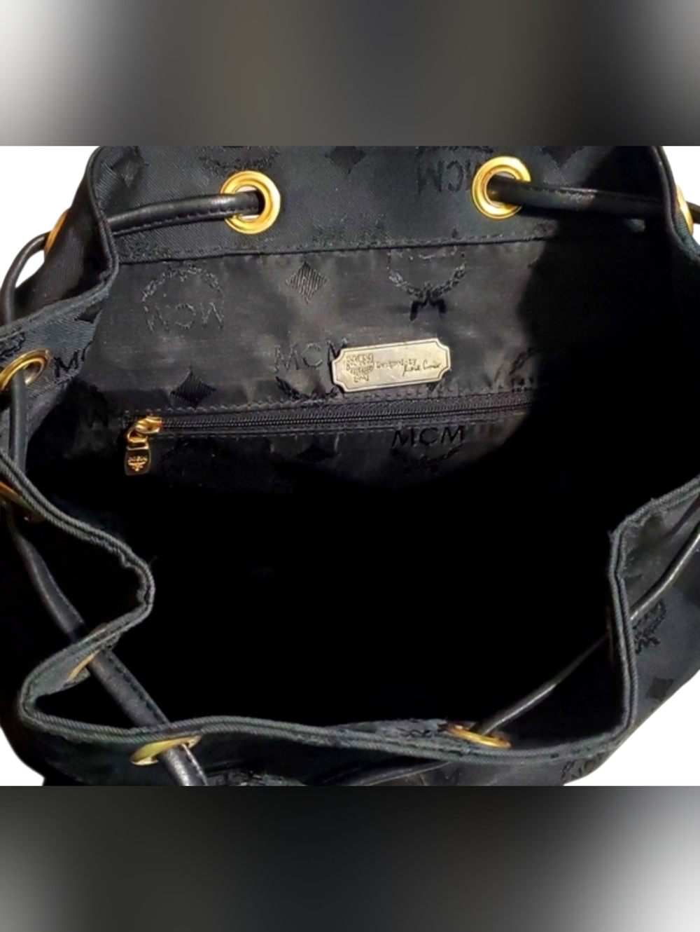 MCM Black Visetos Nylon Drawstring Backpack - Picture 12 of 16
